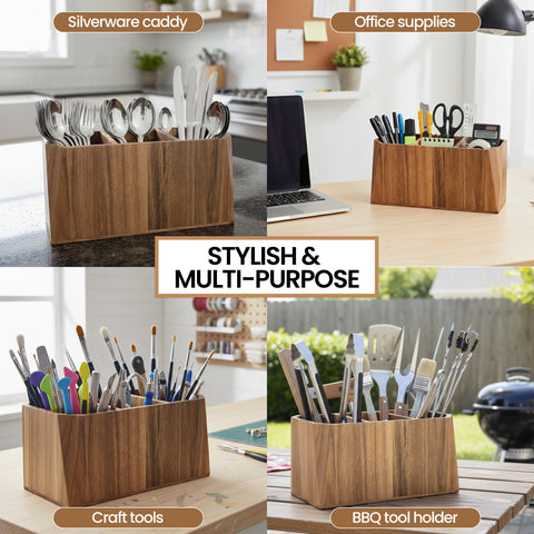 Dstuff kitchen organizer offers versatile storage for tools, cutlery, and office supplies.