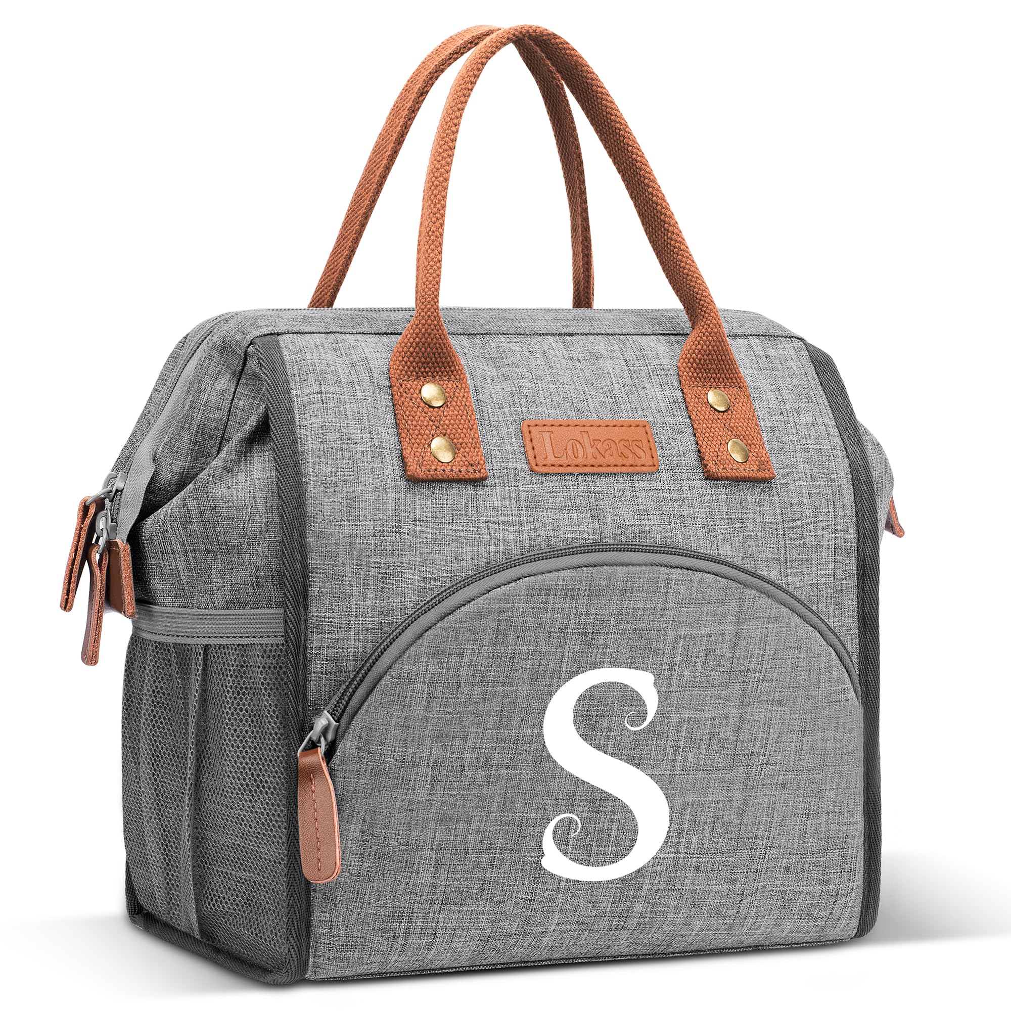 DTBG initial lunch bag with wide-open top for easy packing and gifting.