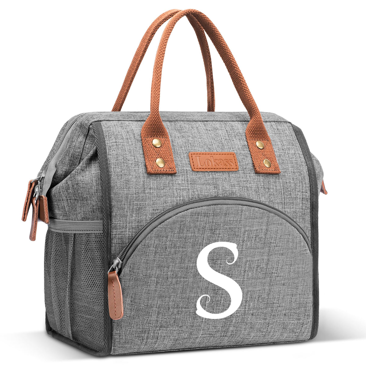 DTBG initial lunch bag with wide-open top for easy packing and gifting.