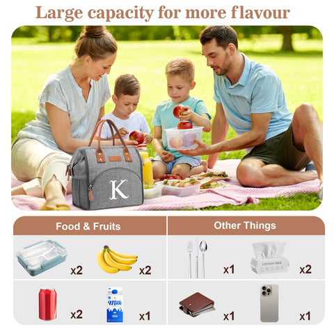 DTBG personalized initial gift lunch bag adds festive flair.