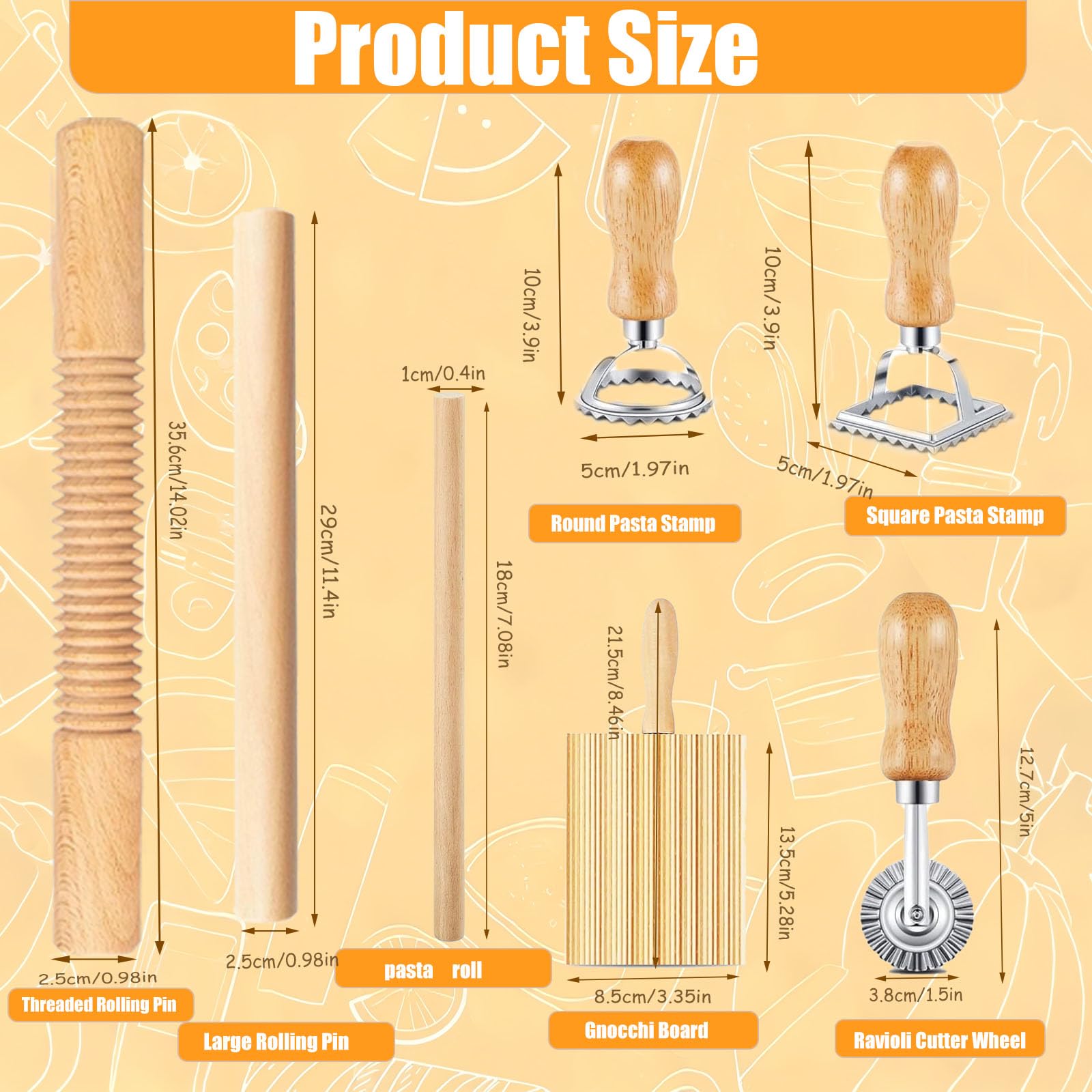 Dthwagfl long-rolling-pin enables wide sheets and consistent pasta textures.