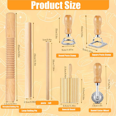 Dthwagfl long-rolling-pin enables wide sheets and consistent pasta textures.