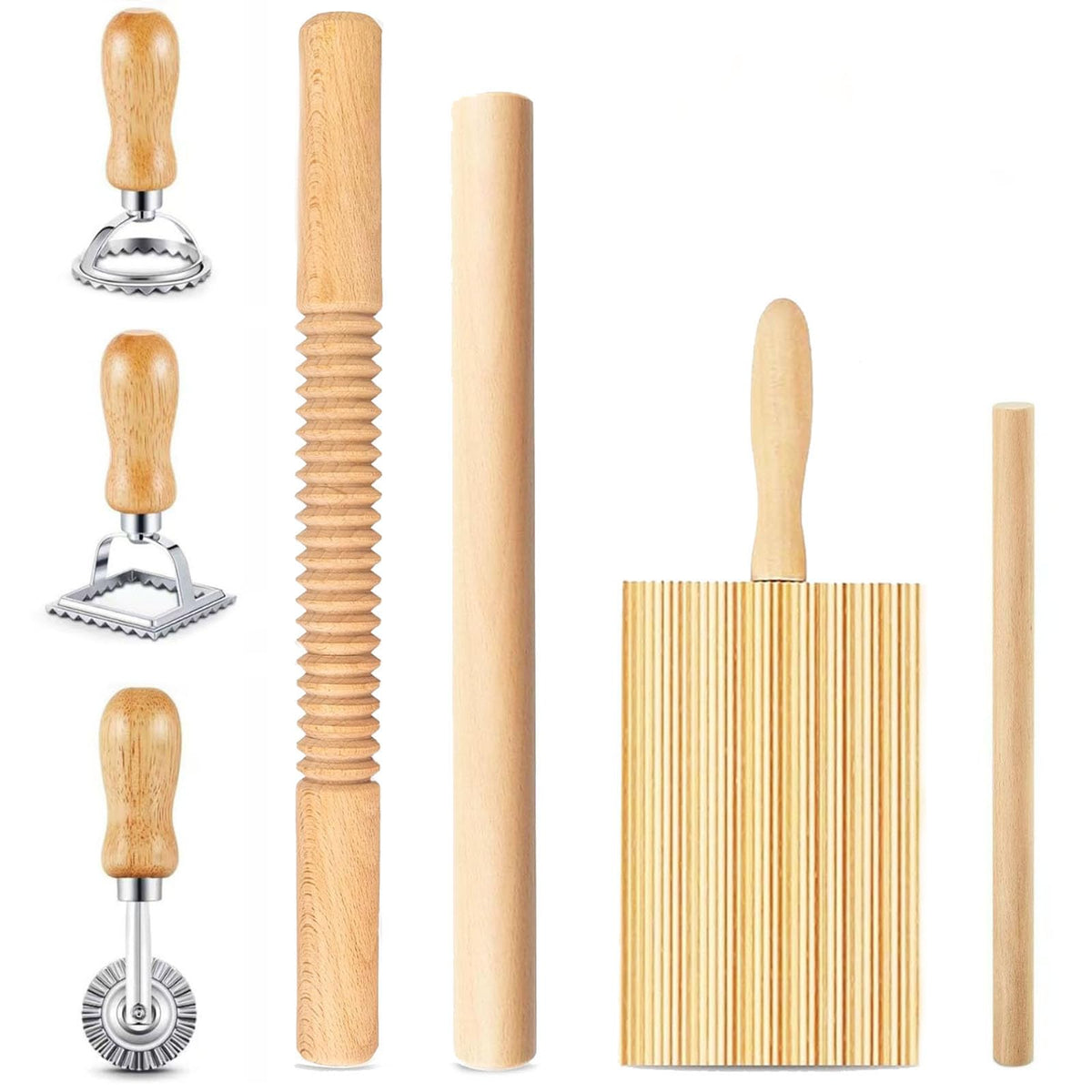Dthwagfl threaded-rolling-pin for even dough sheets during home pasta making.