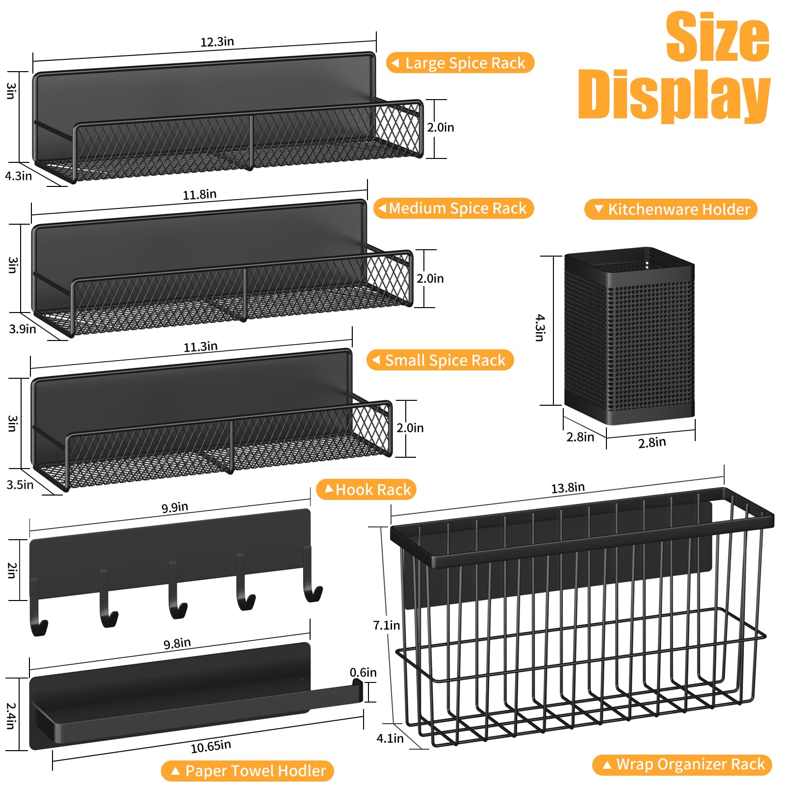 DTUQYX 7-piece kitchen organizer set showcasing versatile storage for spices, towels, and utensils.