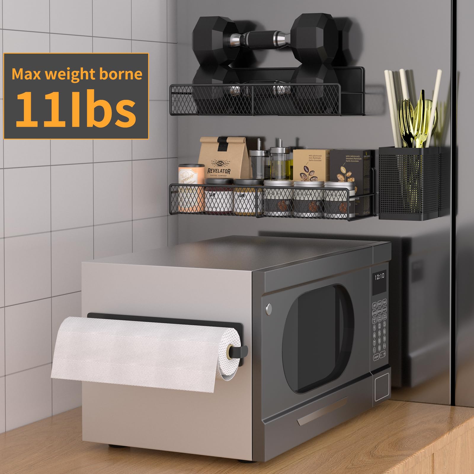 DTUQYX magnetic hook rack keeps tools off counters and within reach.