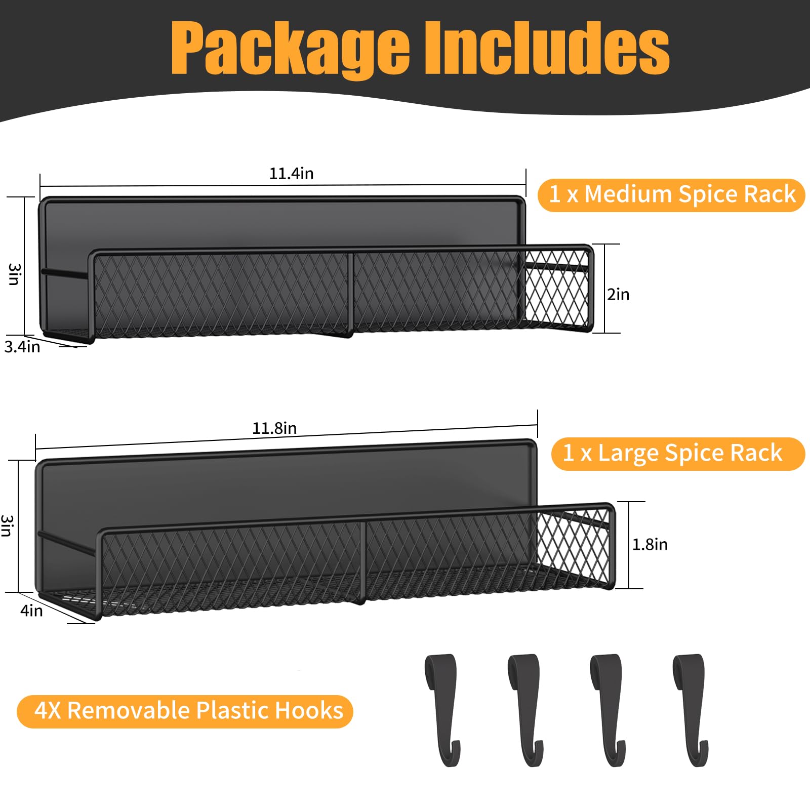 DTUQYX two-pack magnetic shelf provides versatile kitchen organization.