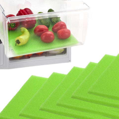 Dualplex Refrigerator Liners 6-pack installed in a fridge drawer to extend produce life.