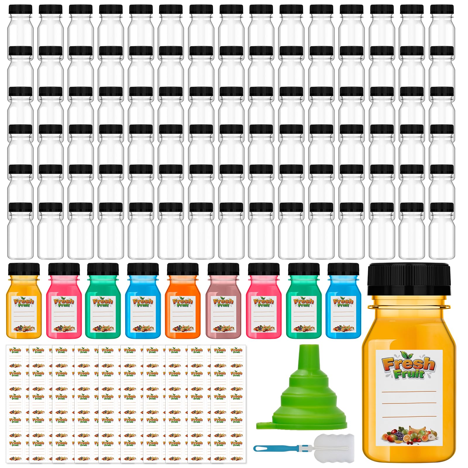 Dualshine 4 oz juice shot bottle with cap, portable and leak-proof for on-the-go beverages.