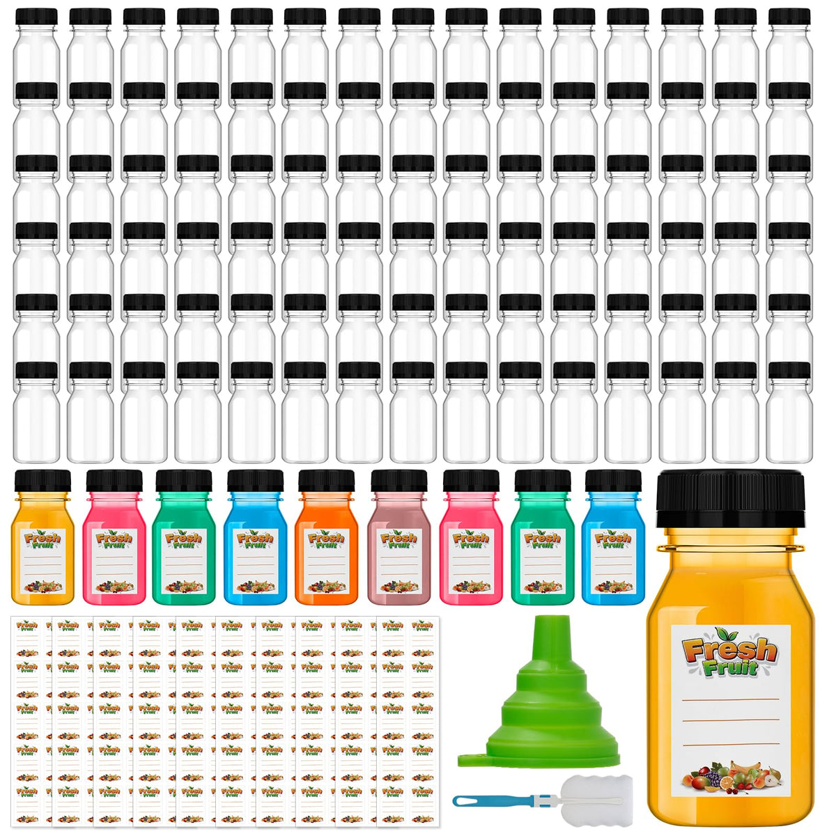 Dualshine 4 oz juice shot bottle with cap, portable and leak-proof for on-the-go beverages.
