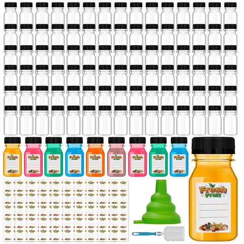 Dualshine 4 oz juice shot bottle with cap, portable and leak-proof for on-the-go beverages.