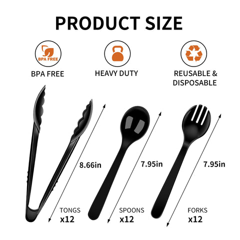 Dualshine black dinner tongs 9 inch ideal for buffet serving