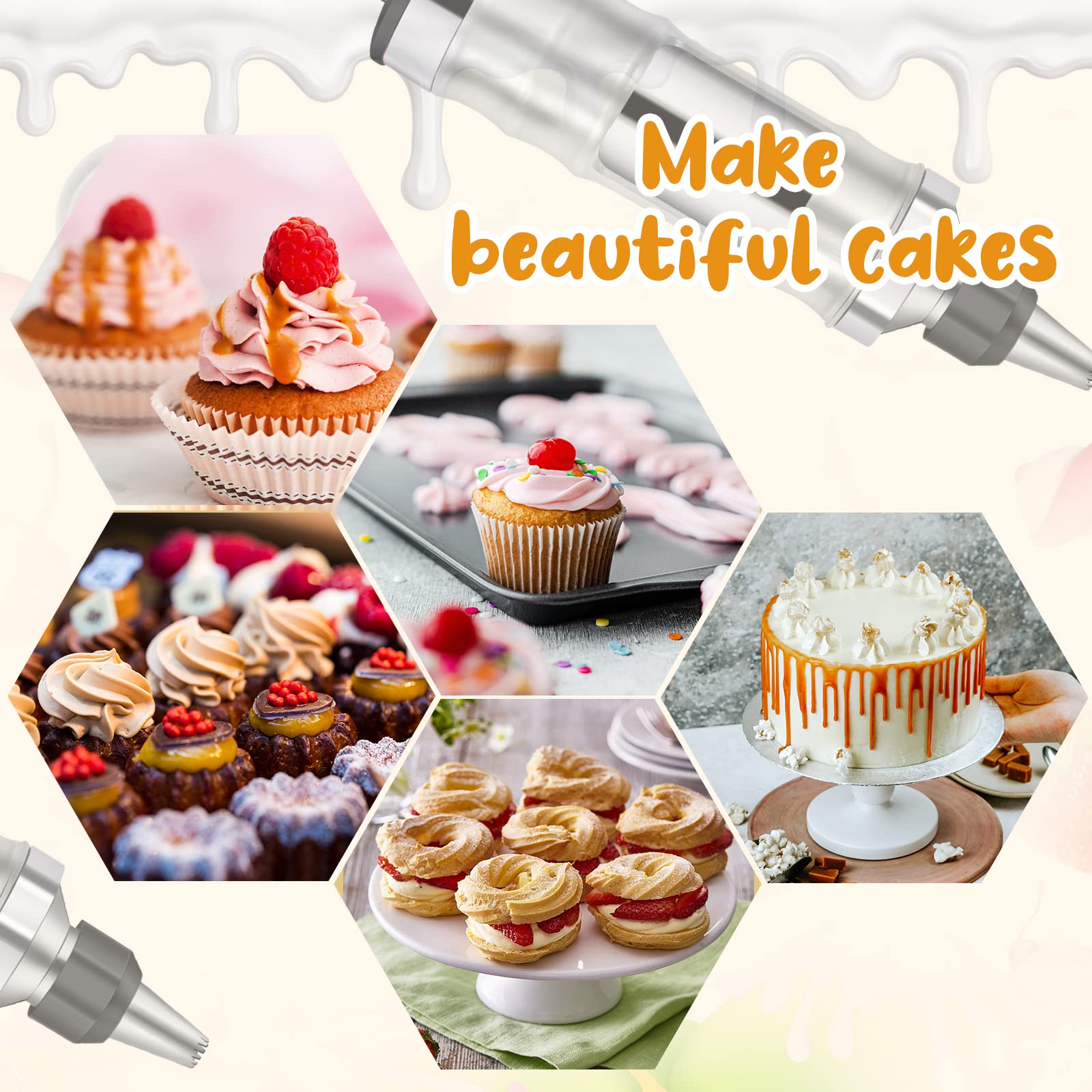 Dualshine cake decorating gun handle with tips for easy decorating