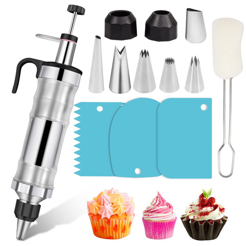 Dualshine dessert decorating syringe set parts for precise icing on cakes and pastries