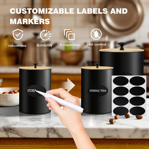 Dualshine canisters on countertop demonstrating convenient pantry organization with coffee and tea
