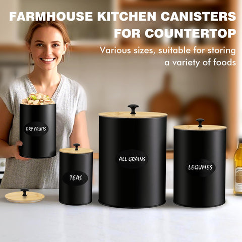 Dualshine canisters stacked to illustrate space saving kitchen storage