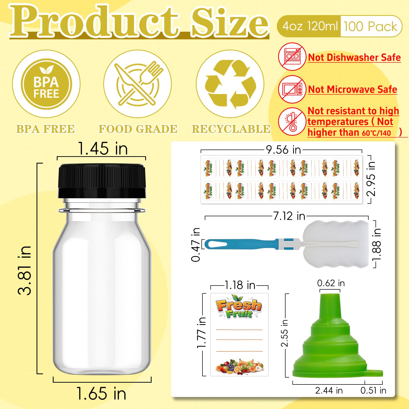 Dualshine wide-mouth bottle 4 oz, easy pour and quick fill for homemade drinks.
