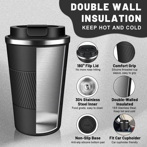DUBUXW 17oz stainless mug close view highlighting capacity