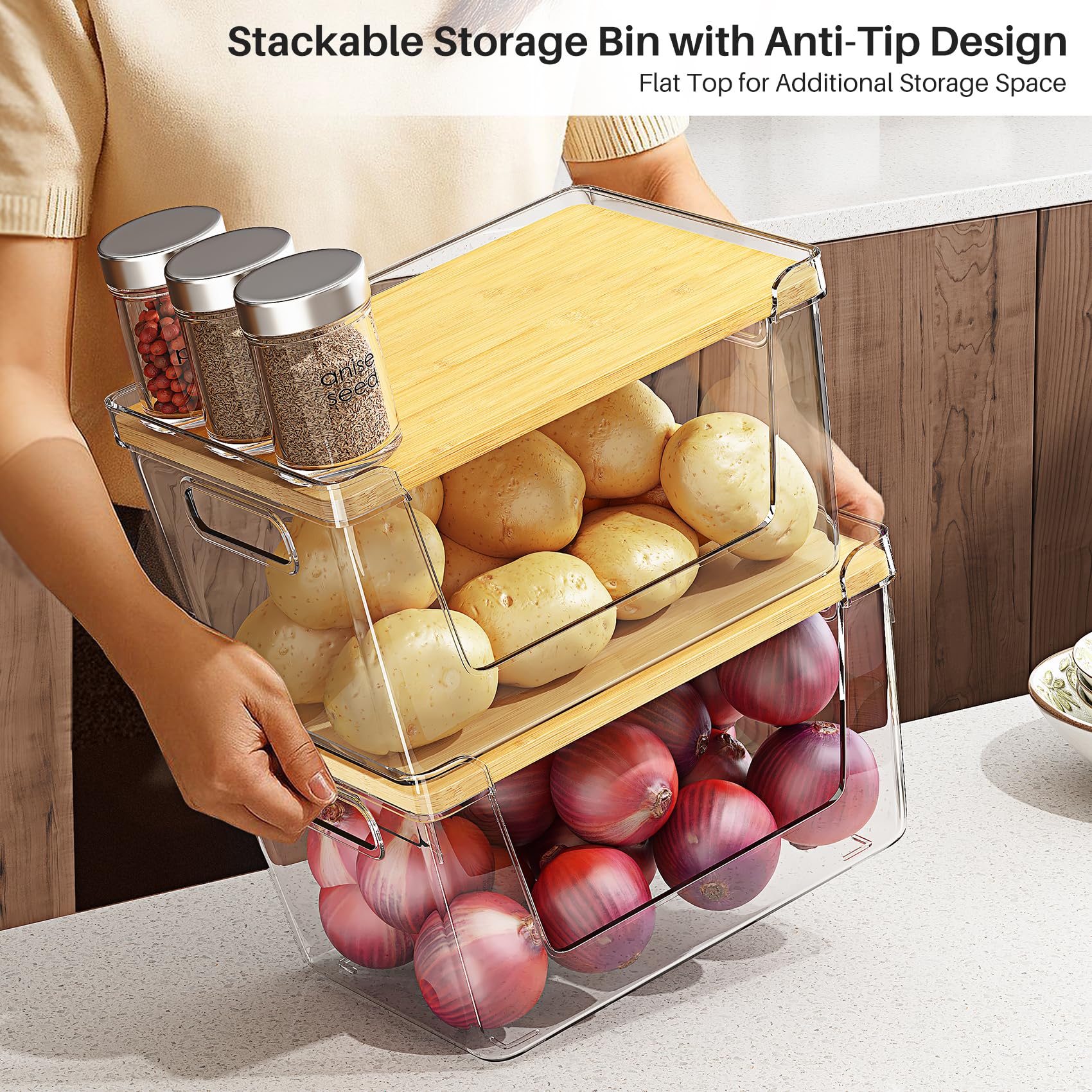 Ducoak pantry organizer lid with handle demonstrates durable BPA-free lid.