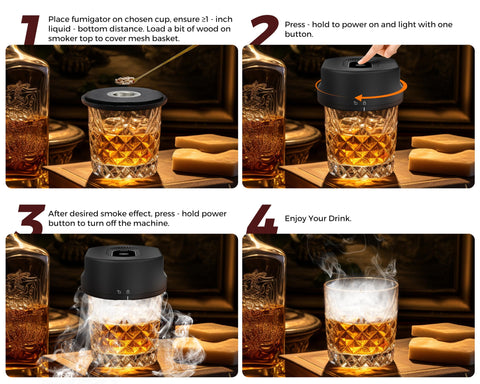 DUDNBPulaS smoked Old Fashioned glass with smoky aroma.