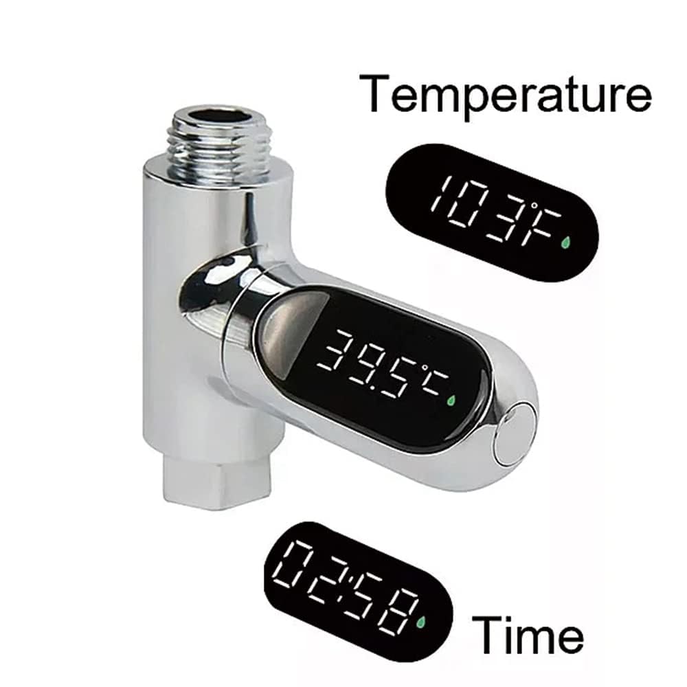 DUFFOBAN Shower Thermometer powered by water flow—no batteries to replace