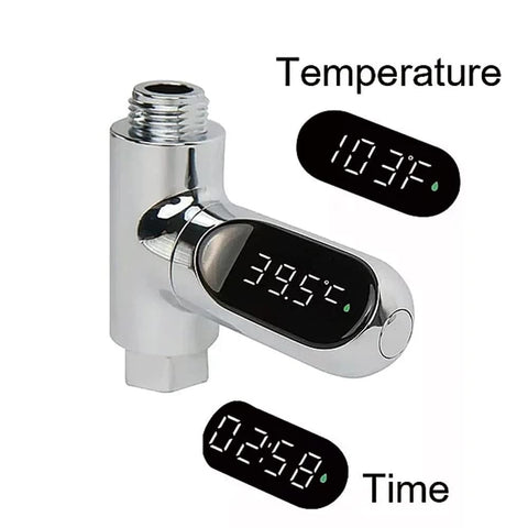 DUFFOBAN Shower Thermometer powered by water flow—no batteries to replace