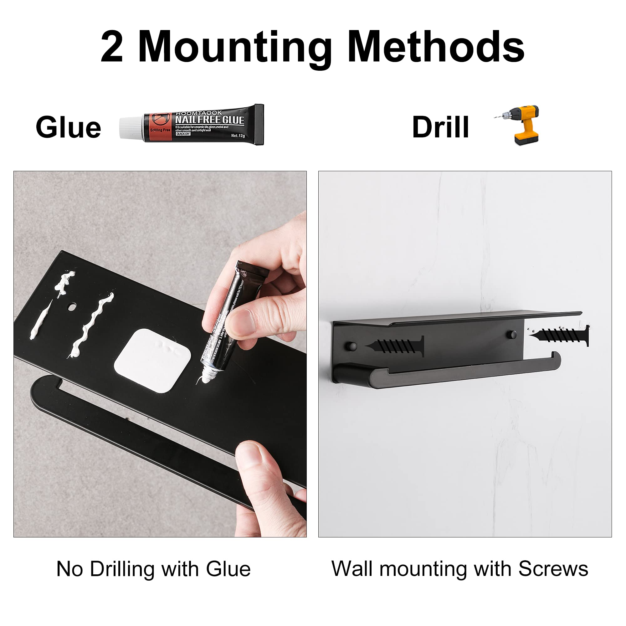 DUFU easy installation with no drilling, plus screws for optional secure mounting.