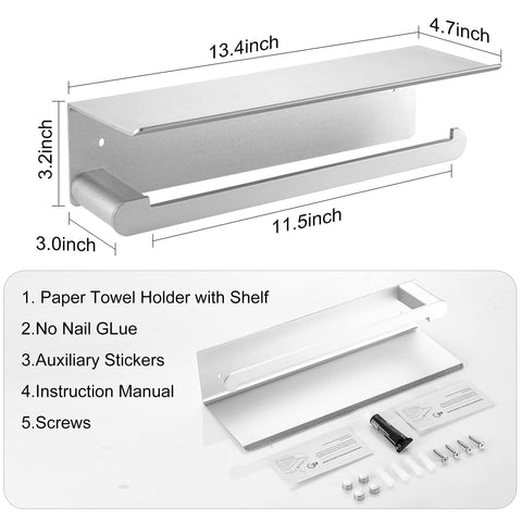 DUFU shelf extension holds small items beside towels for easy access