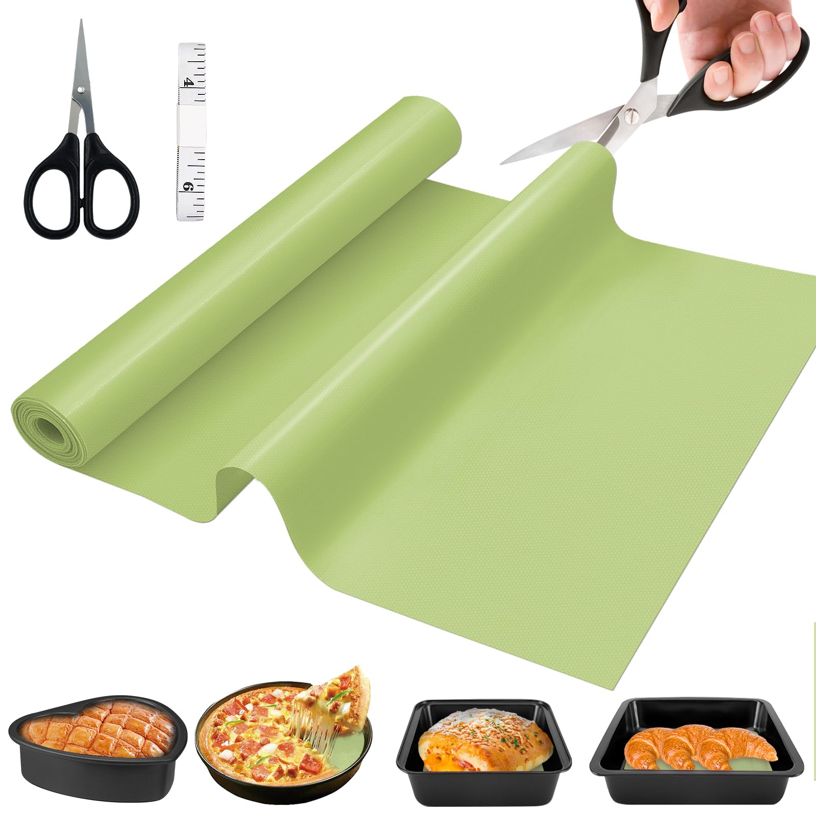 DUGYGA silicone baking mat roll cut to size for precise baking on any tray.