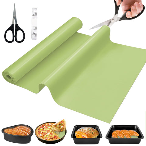 DUGYGA silicone baking mat roll cut to size for precise baking on any tray.