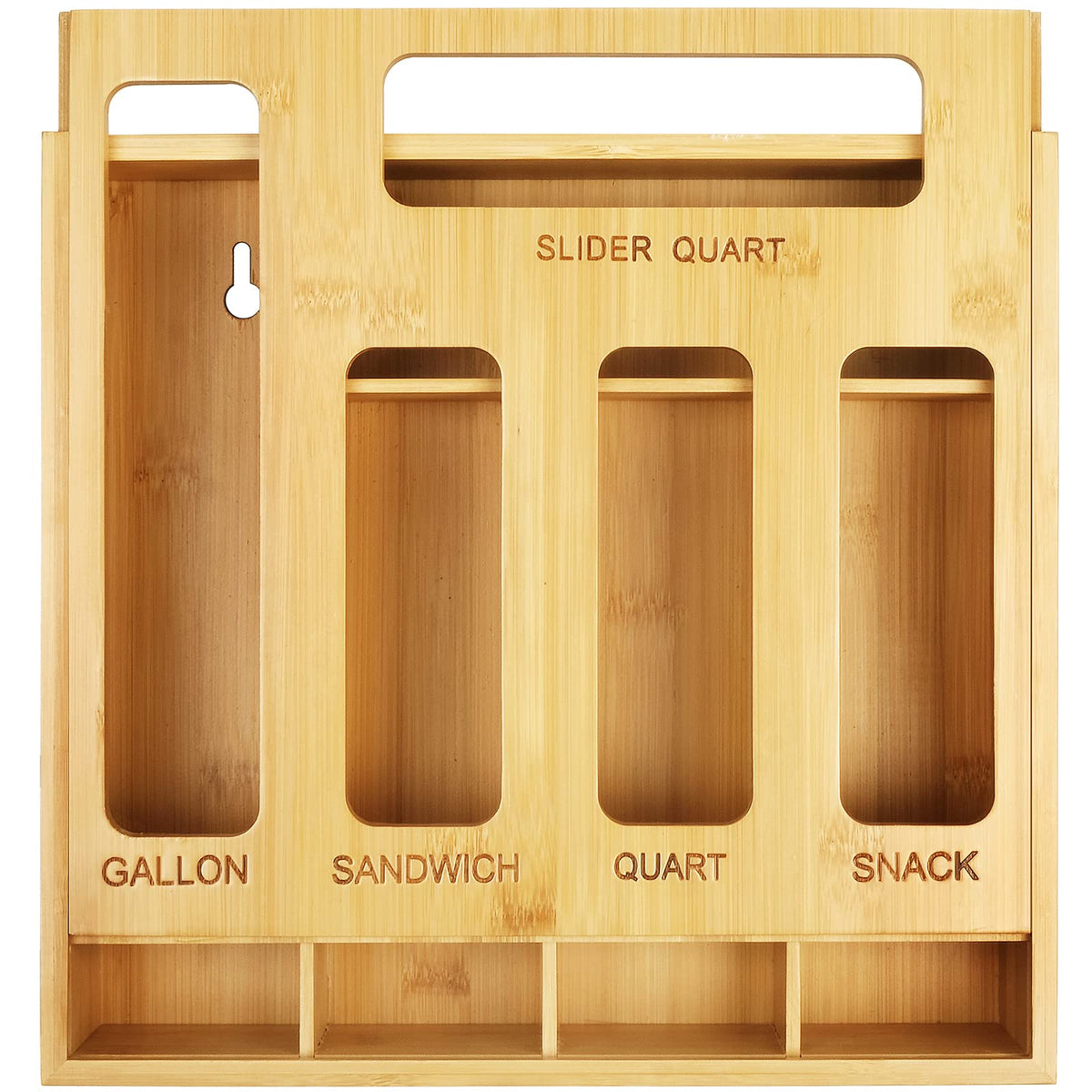 DUJEN bamboo bag organizer for drawers with a slider helps tidy bag storage.
