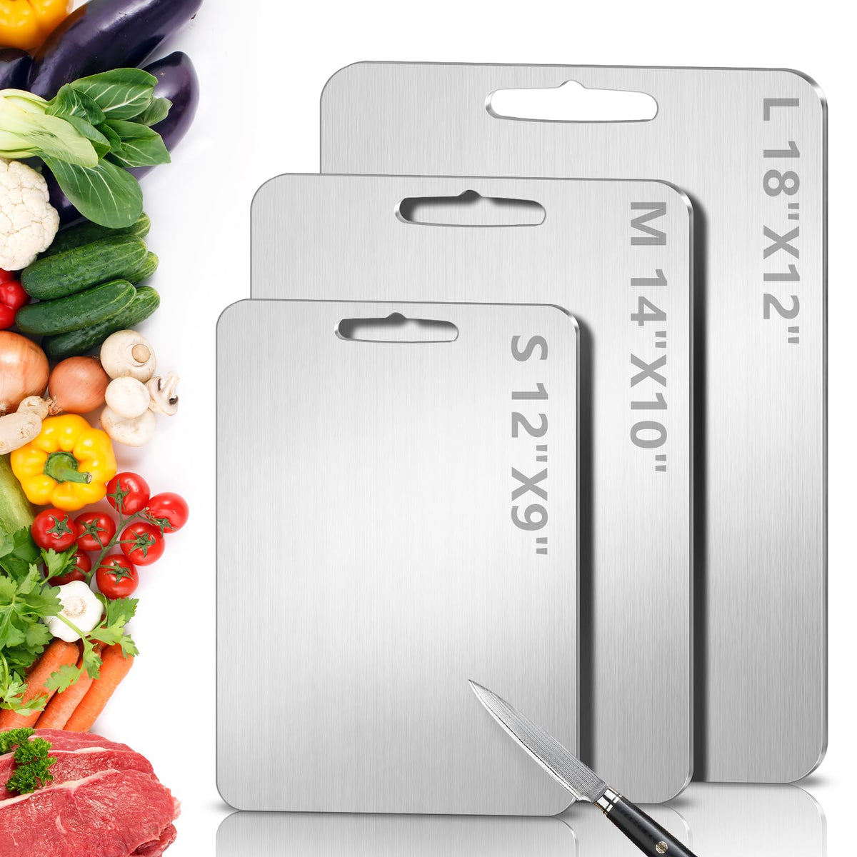Dujoju titanium cutting board front view with a durable non-porous surface for clean prep.