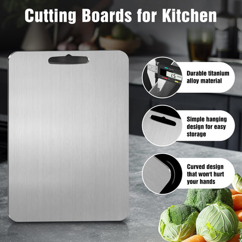 Dujoju titanium cutting board is dishwasher safe for quick cleanup.