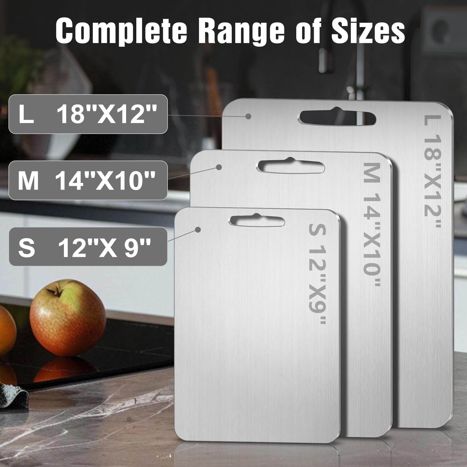 Dujoju titanium cutting board protects knives during heavy chopping.