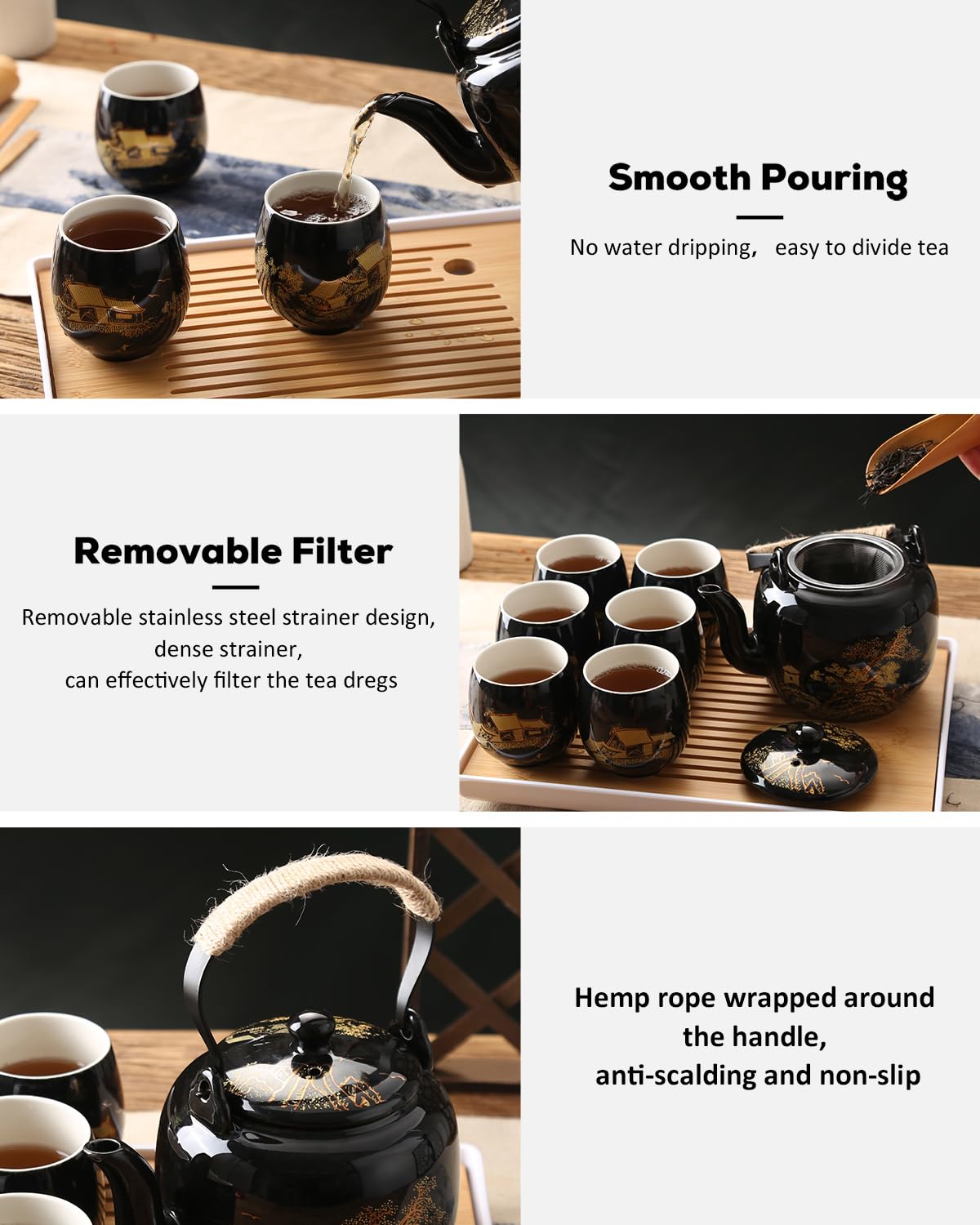 DUJUST tea tray keeps your setup neat and ready for service.