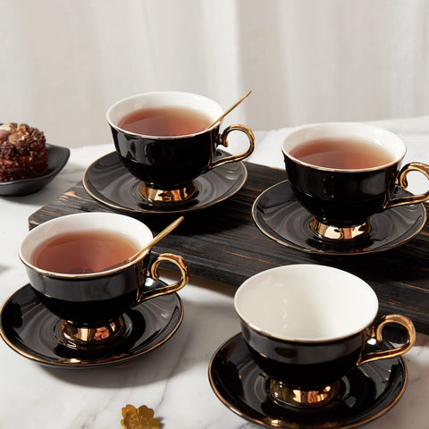 DUJUST porcelain tea set in a stylish black glaze for modern tables.