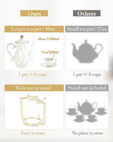 DUJUST porcelain teacups for six, perfect for refined tea time.