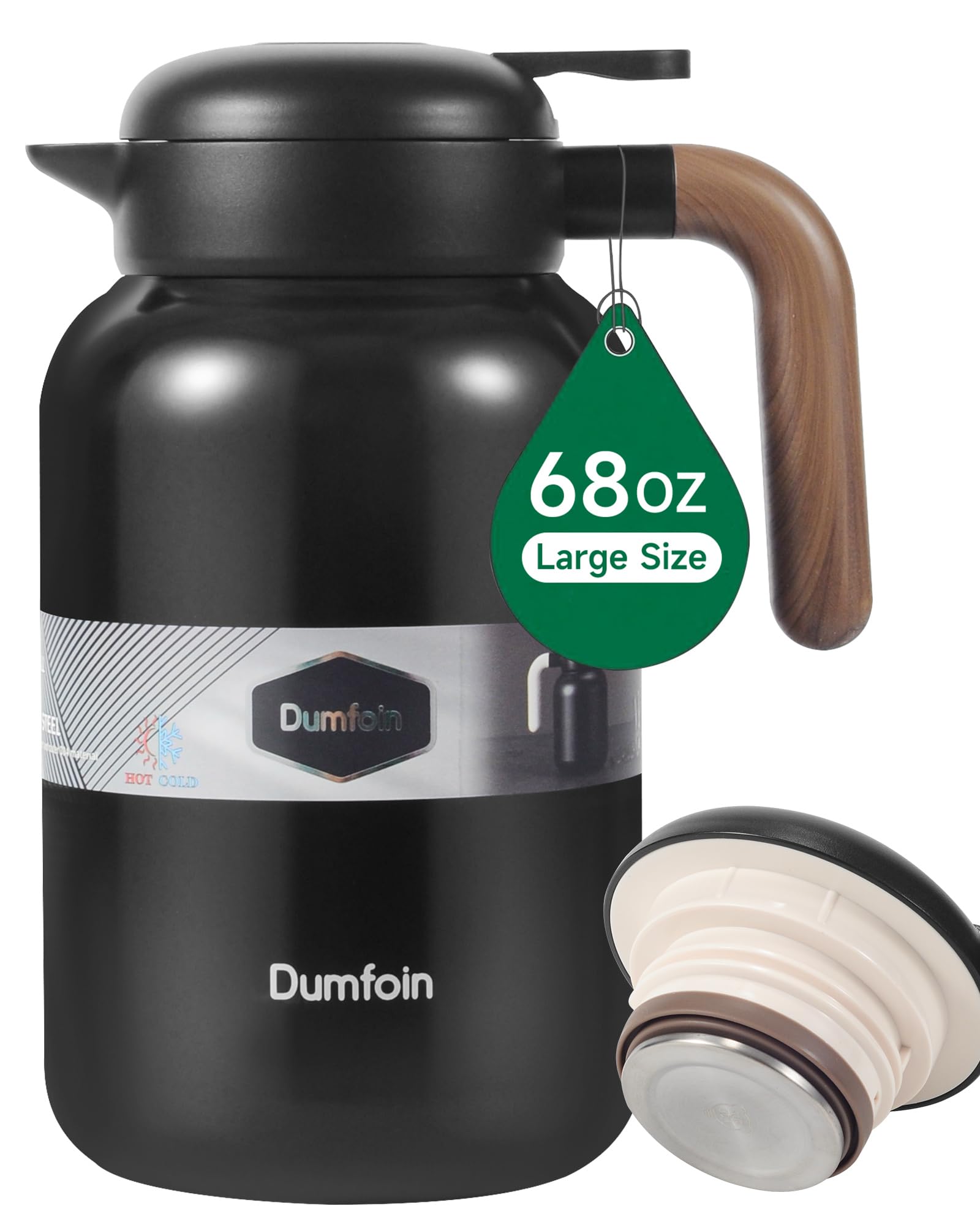 Dumfoin 68oz thermal carafe lid with leak-proof seal.