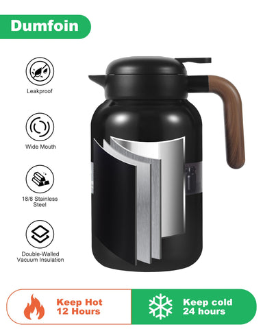 Dumfoin carafe wide-mouth opening for easy filling and cleaning.