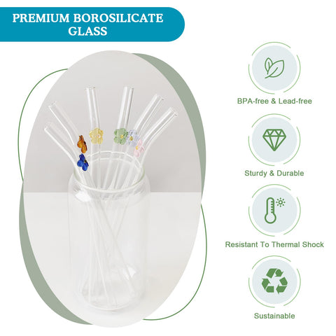 DUMING-IN borosilicate glass straw, clear design, heat resistant and safe