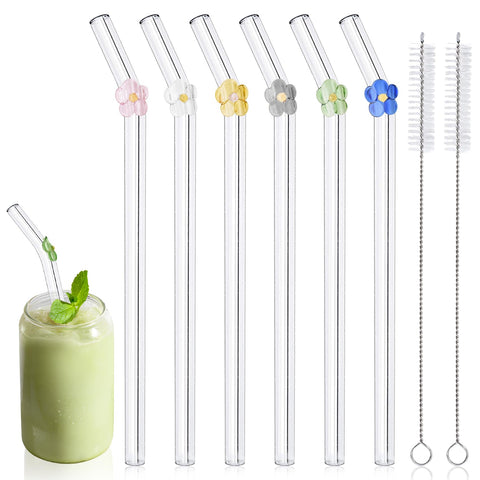 DUMING-IN glass straw set for boba tea, 8.3-inch, reusable and stylish