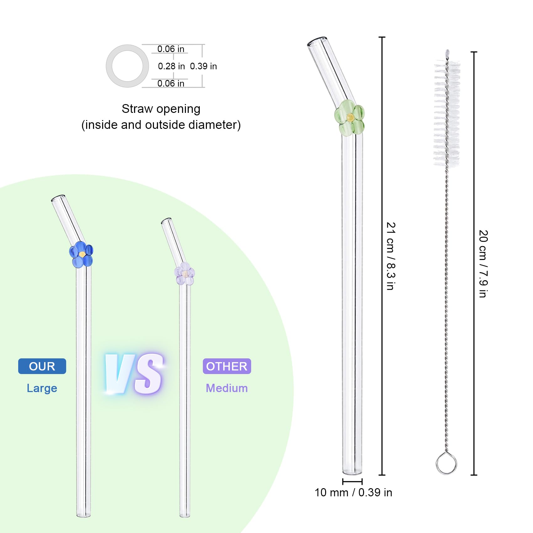 DUMING-IN cleaning brushes for glass straws, long-handled and easy to reach inside