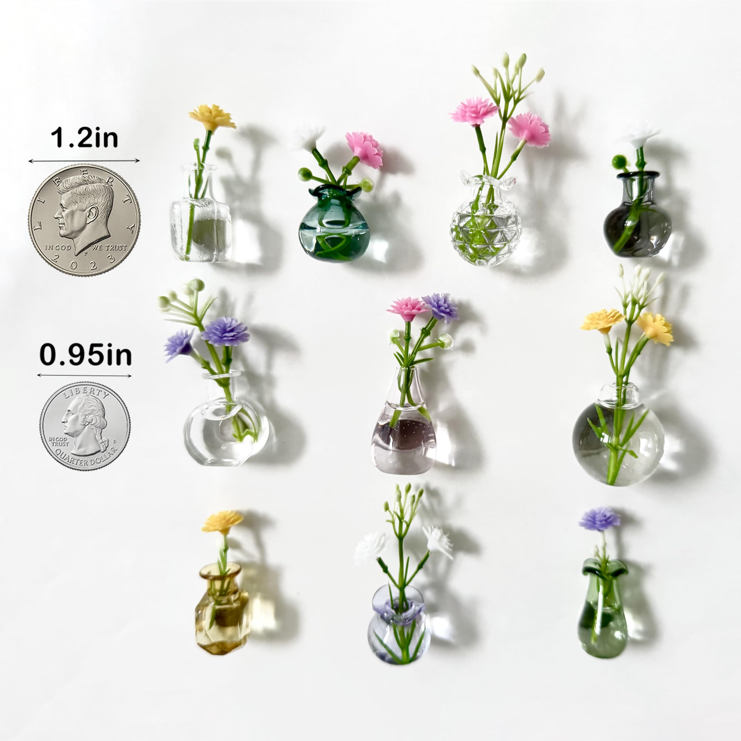 Dumpill mini vase magnets with artificial flowers add cute desk or locker decor