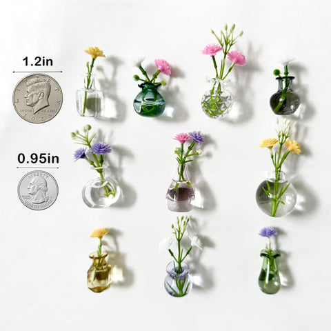 Dumpill mini vase magnets with artificial flowers add cute desk or locker decor