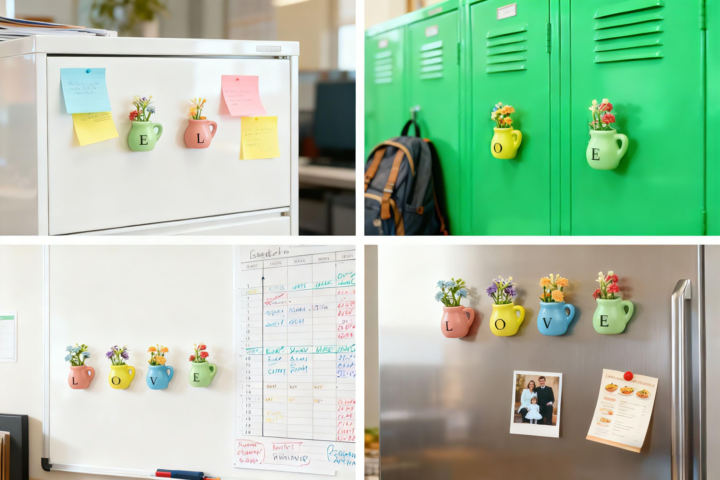 DUNGGLE magnets attach securely to metal surfaces like a fridge or locker.