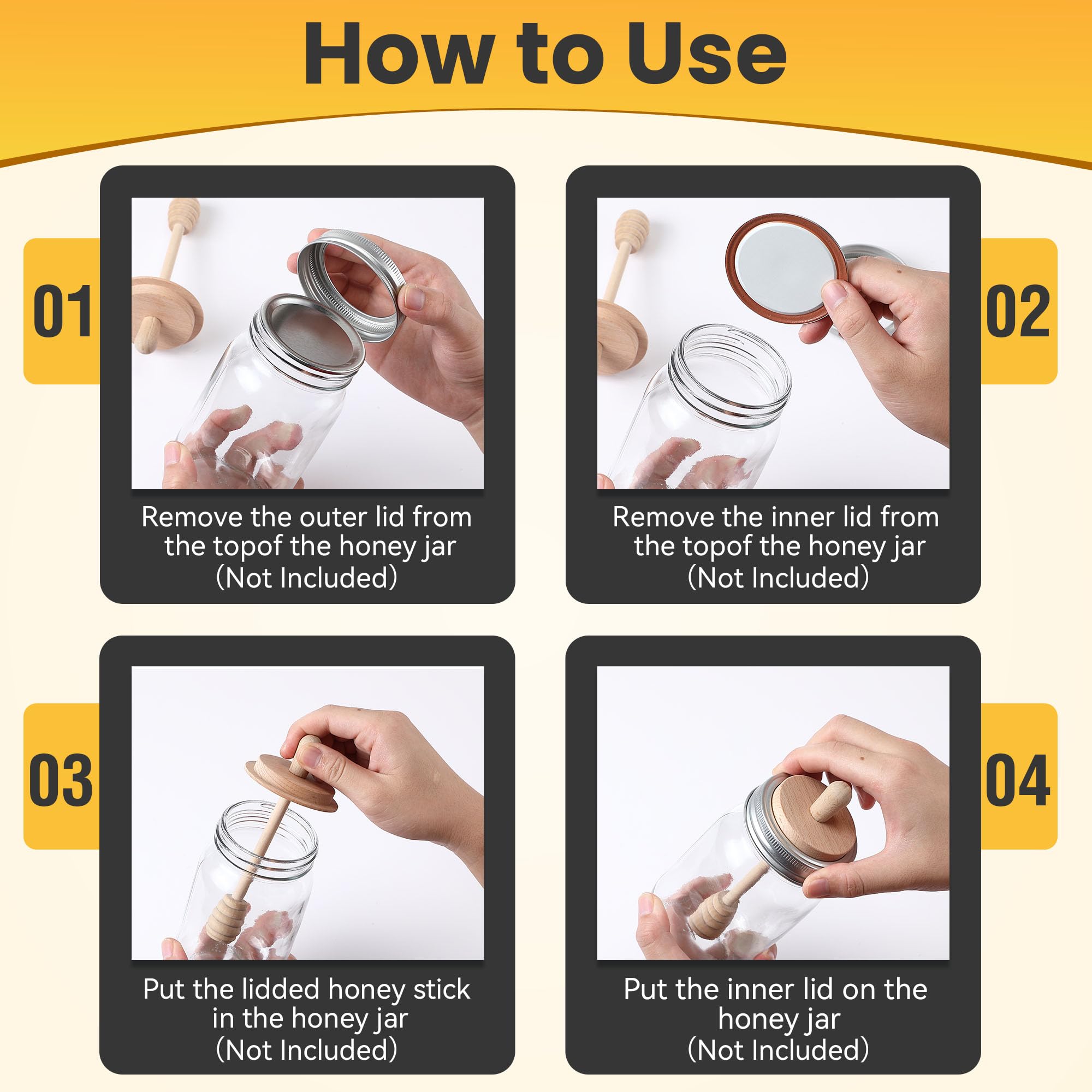 Dunkive honey dipper lid set makes neat gifts and favors.