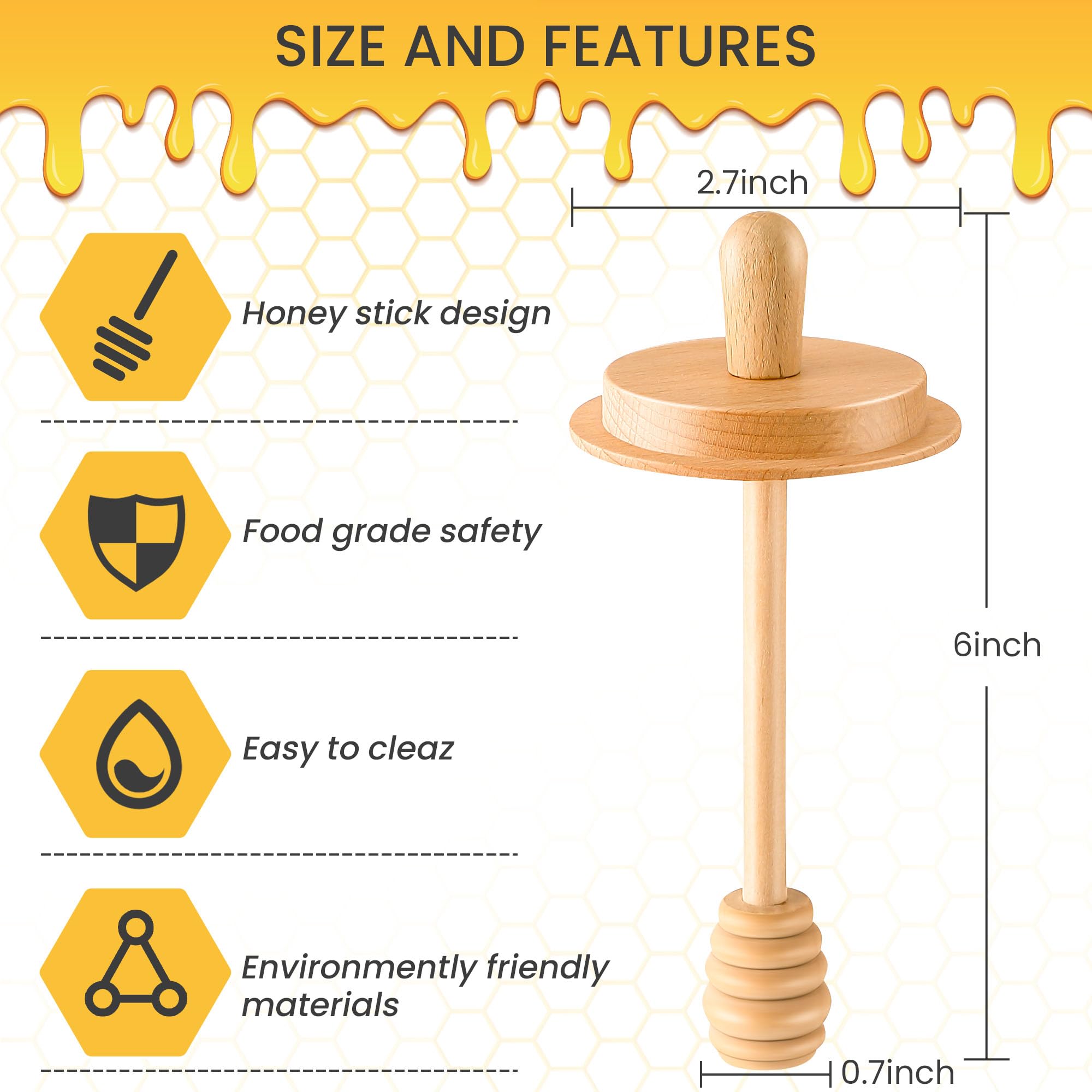 Dunkive honey dipper with wooden spoon on mason jar, convenient storage and serving.