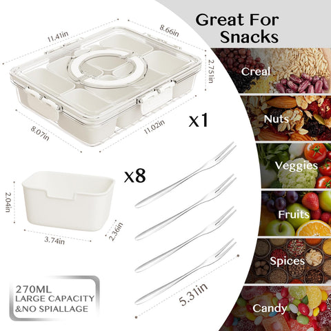 Dunruz Snackle Box includes 4 forks for convenient on-the-go snacking
