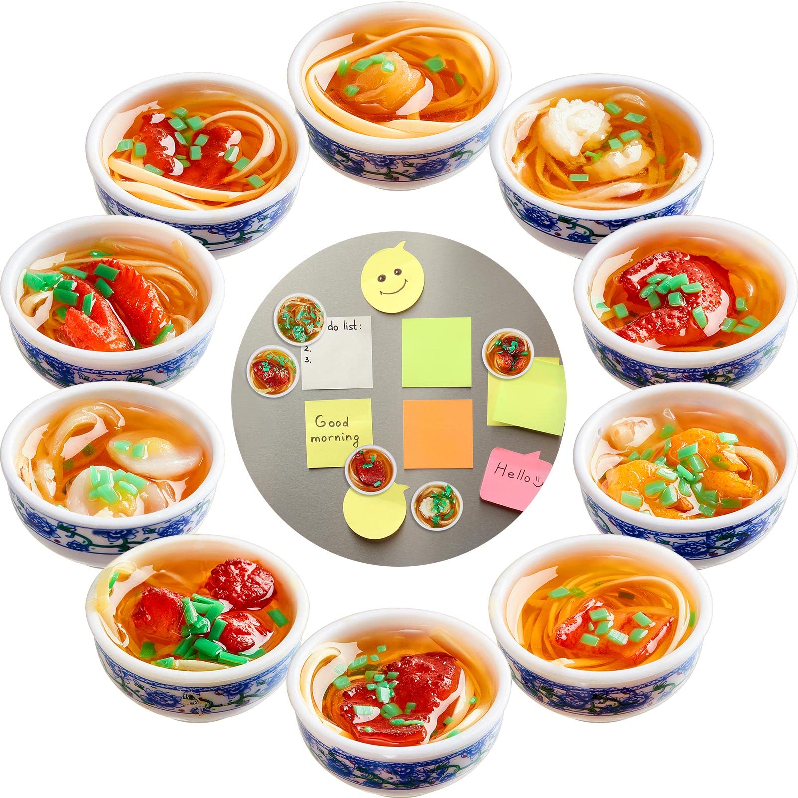 Dunzy cute magnet with flower bowl noodle design for fridge decoration and easy organization.