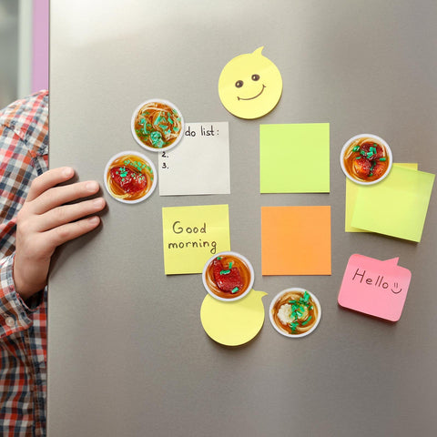Dunzy magnet set featuring charming food motif to brighten office whiteboards and metal surfaces.