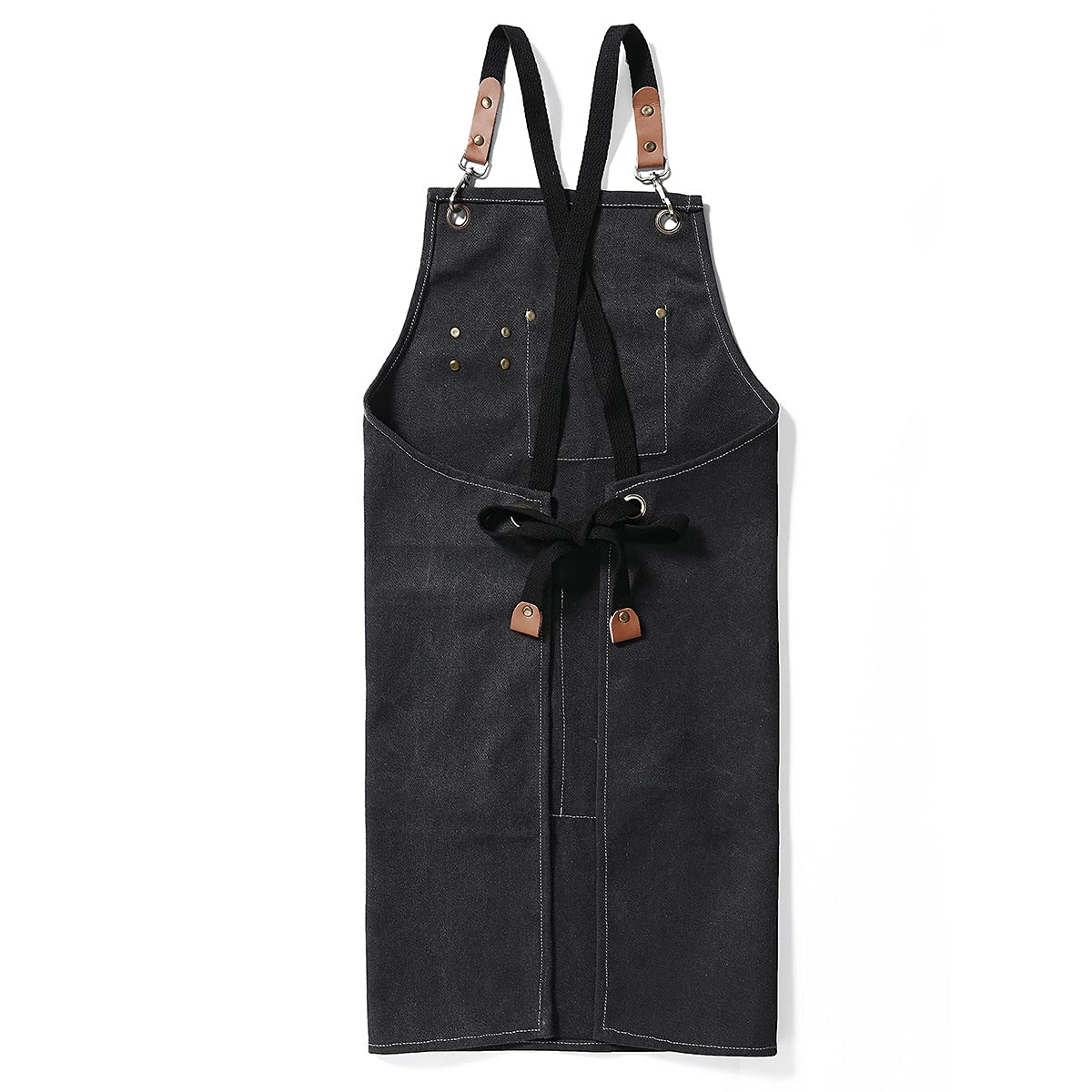 Duogoo apron showing large pockets for tools and devices during cooking